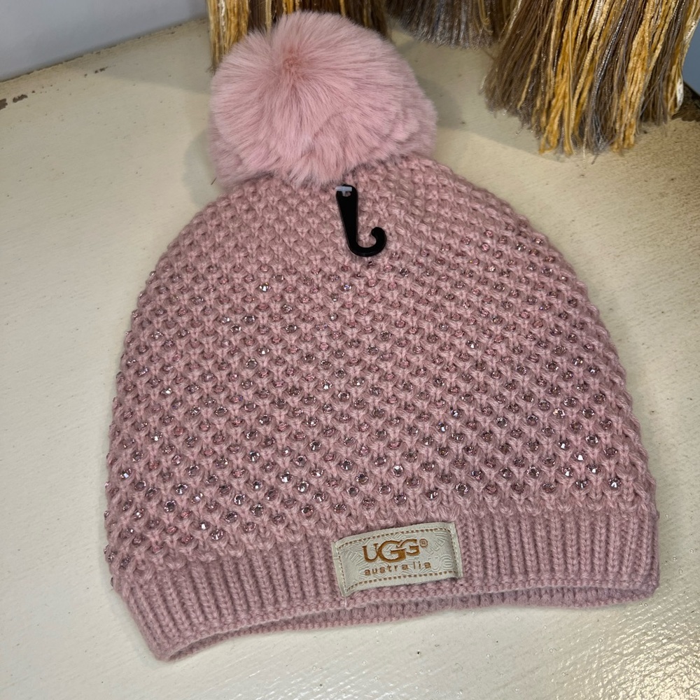 Pink UGG Rhinestone Knitted Hat